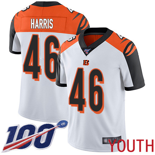 Cincinnati Bengals Limited White Youth Clark Harris Road Jersey NFL Footballl 46 100th Season Vapor Untouchable
